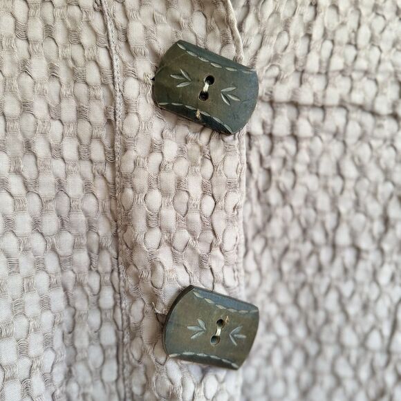 Vintage Produce Company 90s Beige Textured Button-Up Jacket XL Boho Lagenlook EC - Picture 10 of 16